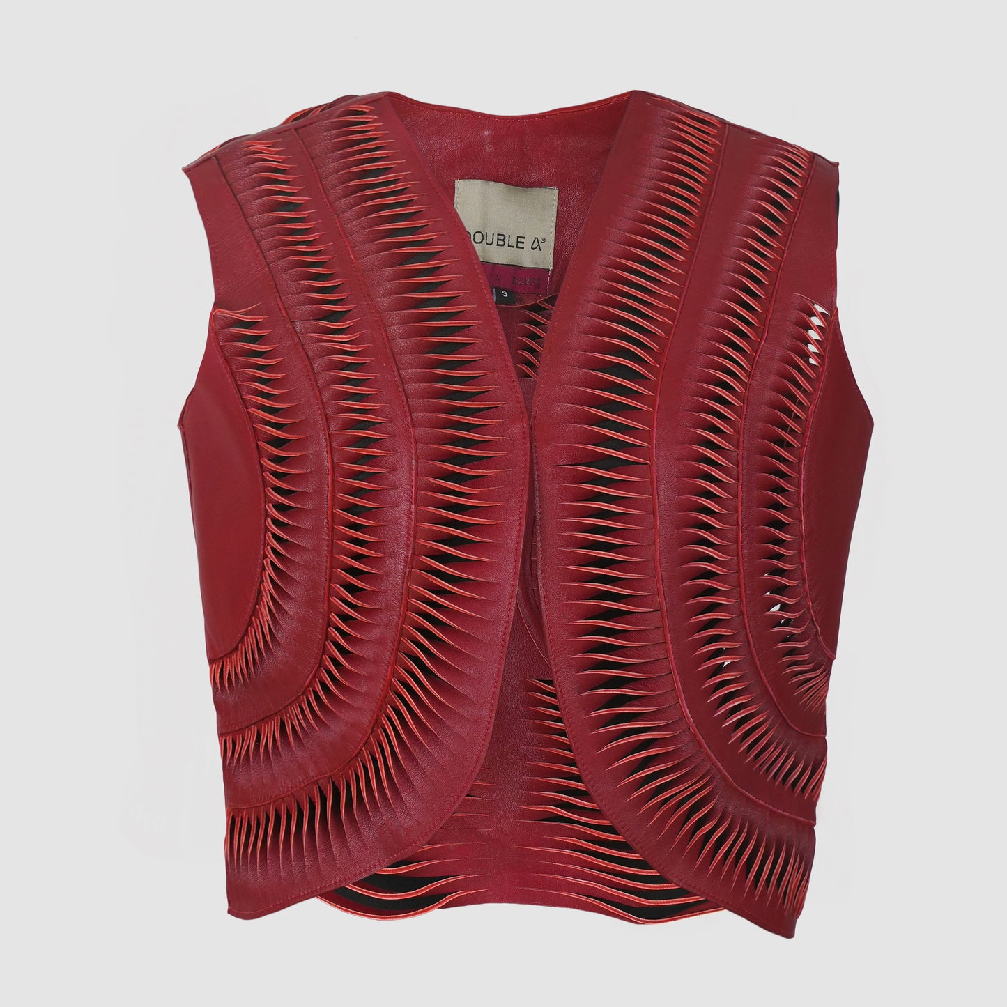 Kiara Leather Vest Red