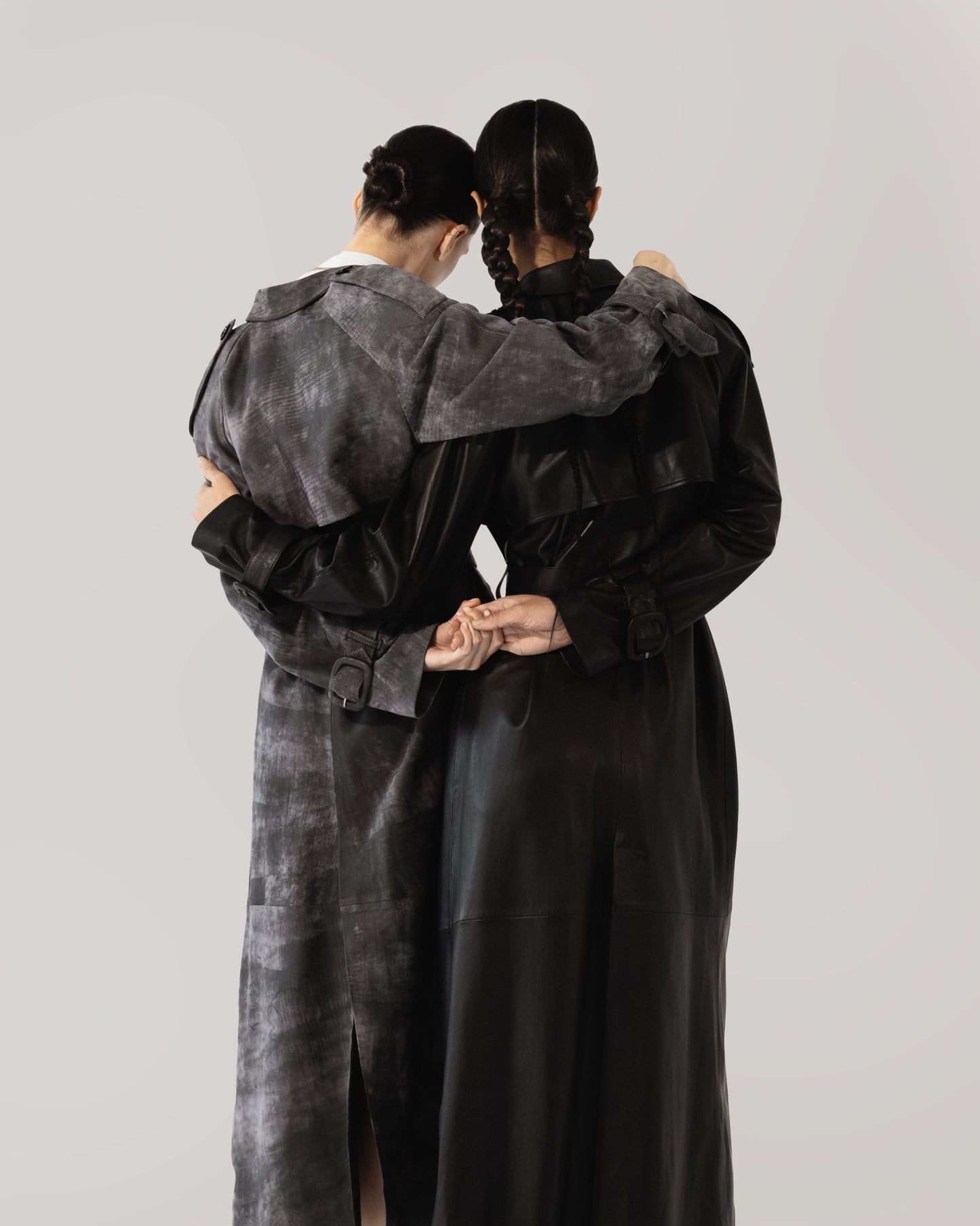 Astrid Leather Coat Washed Grey