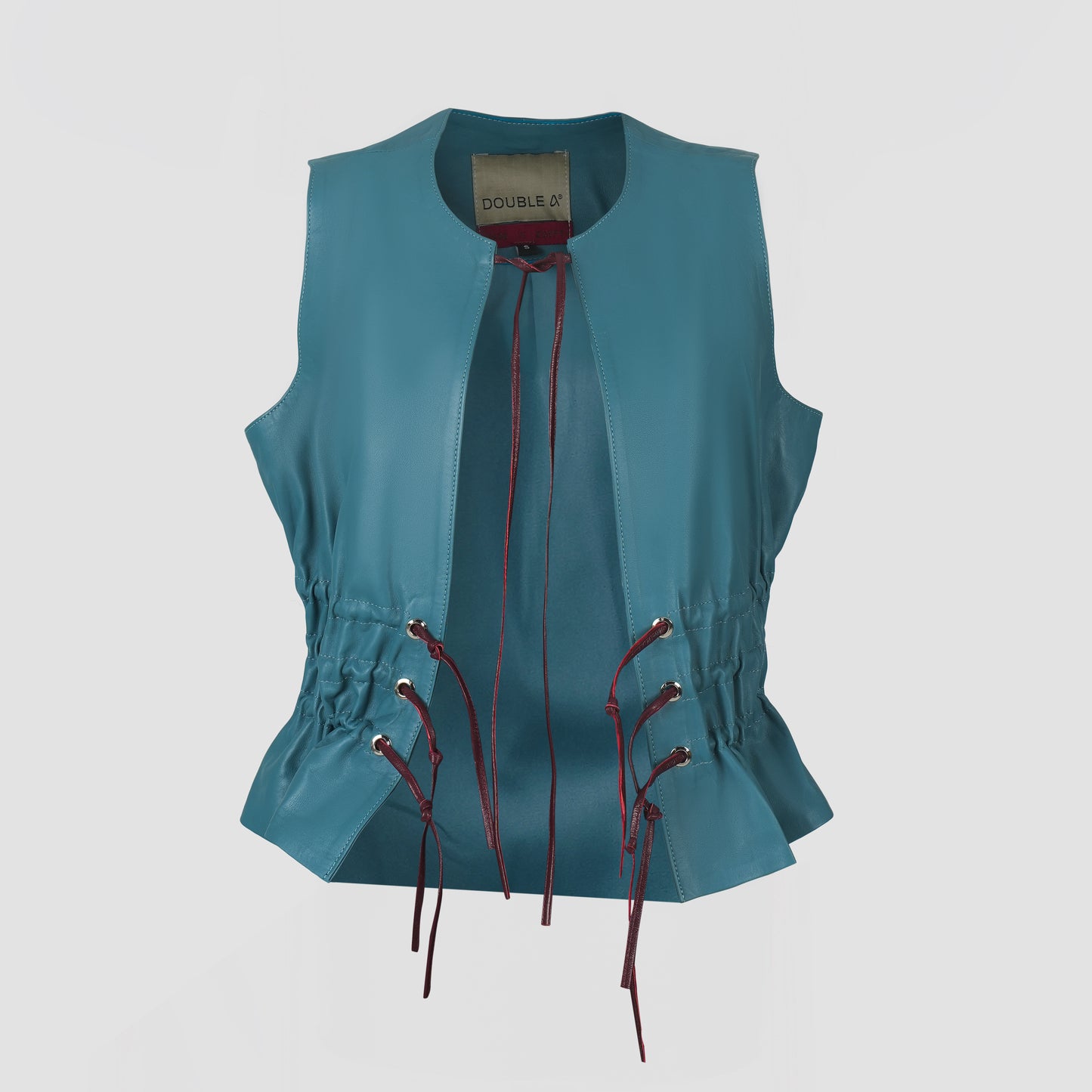 Tyler Leather Vest Cerlean Blue