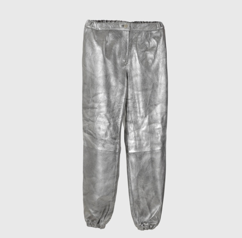 Tempest Cargo Leather Pants Washed Silver