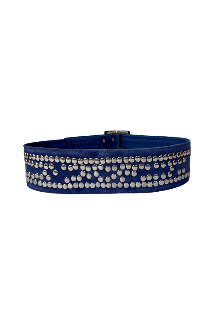 Esther Studded Suede Belt Blue