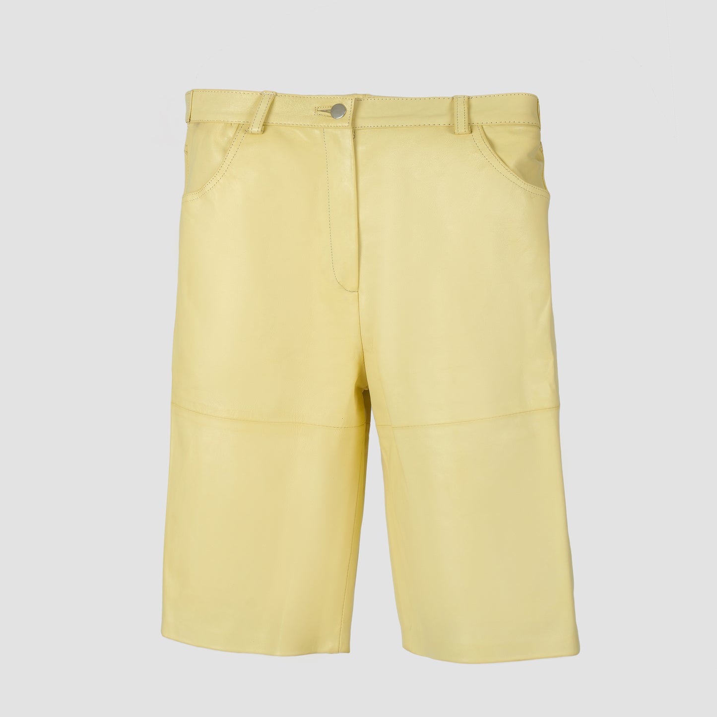 Callie Leather Bermuda Shorts Butter Yellow