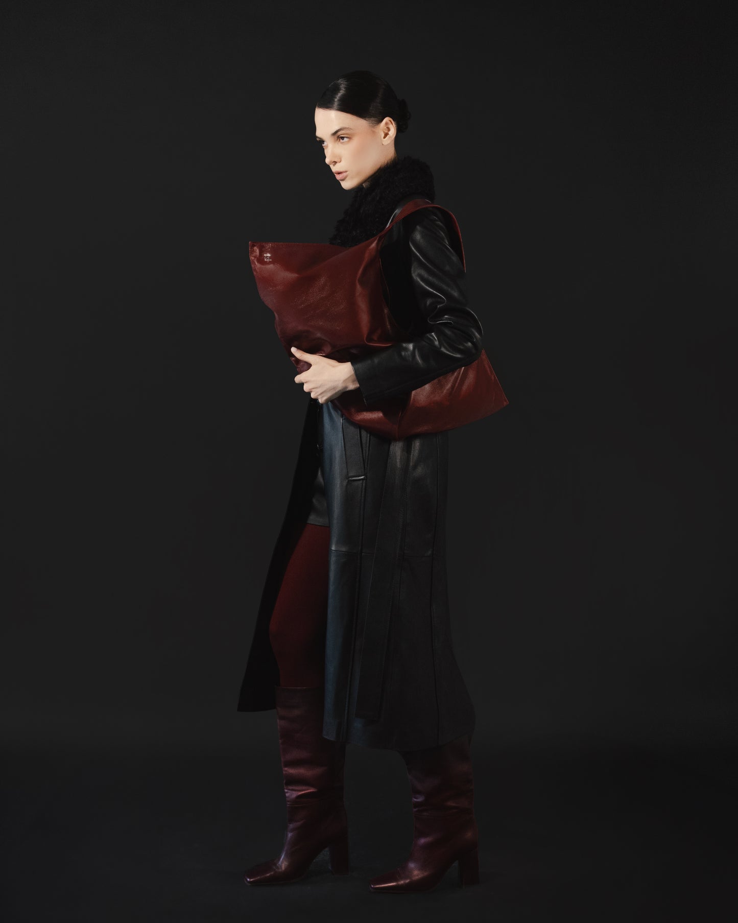 Ophelia Oversized Leather Bag Burgundy