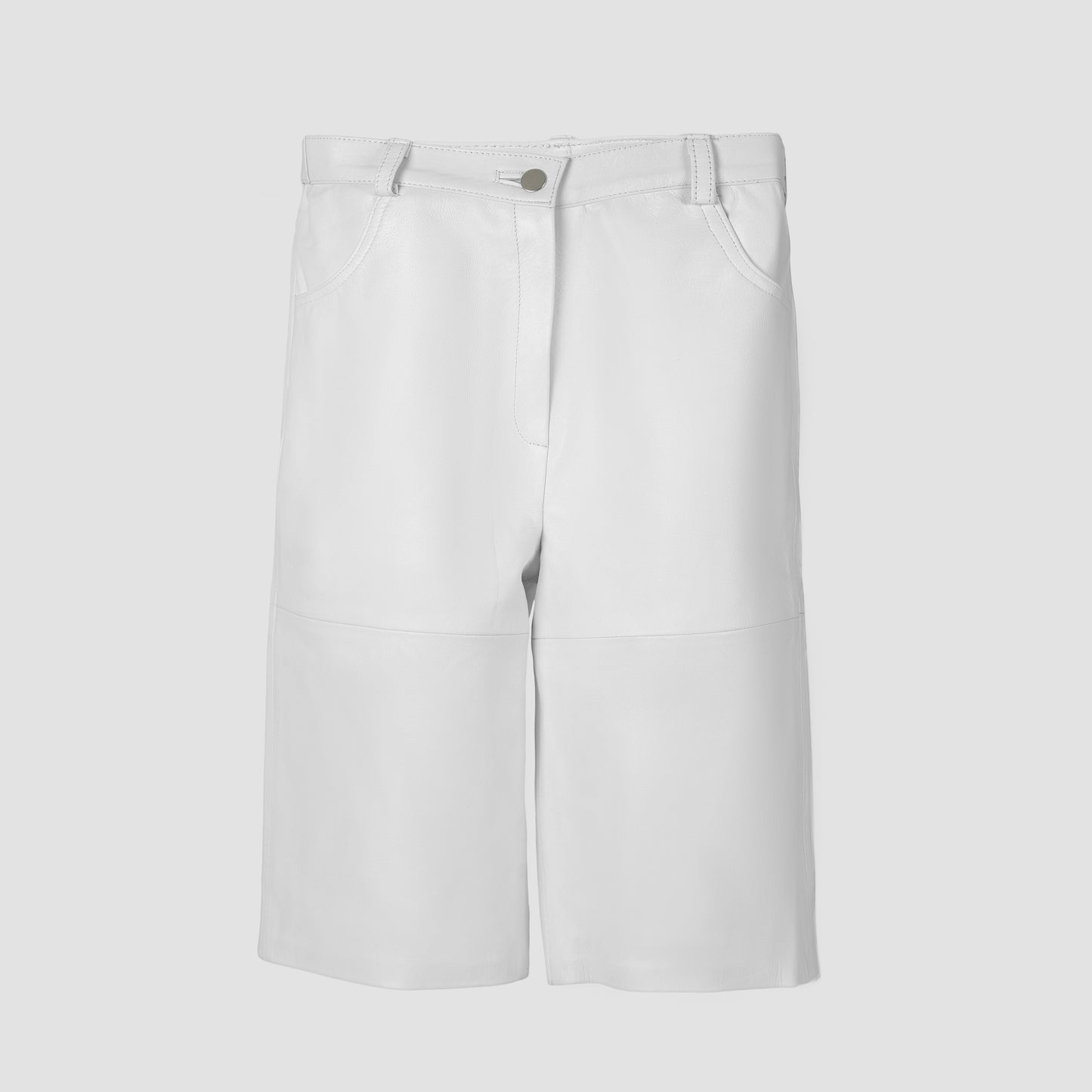 Callie Leather Bermuda Shorts White