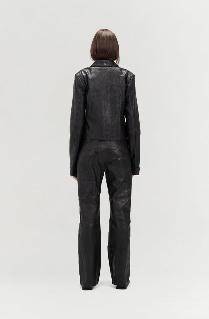 Harper II Leather Jacket Black Croc