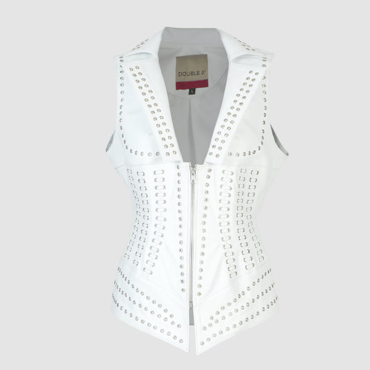 Kayla Leather Vest White