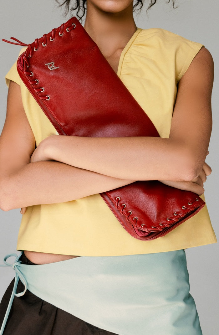 Annabelle Clutch Leather Bag Red