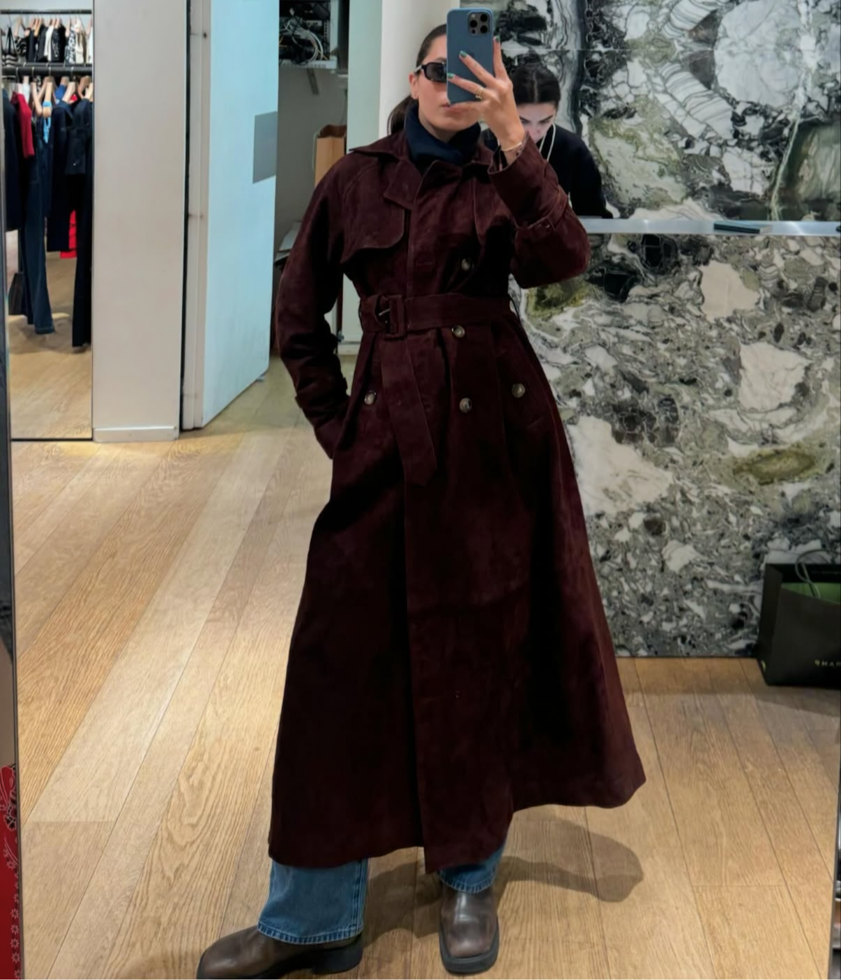 Dahlia Suede Coat Brown
