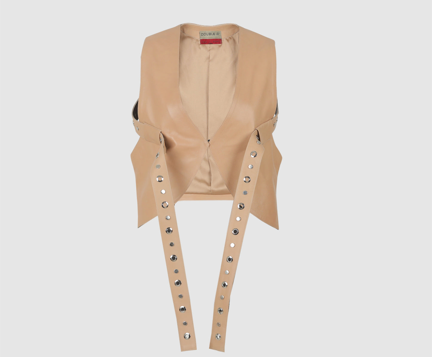 Quinn Leather Vest Nude Beige