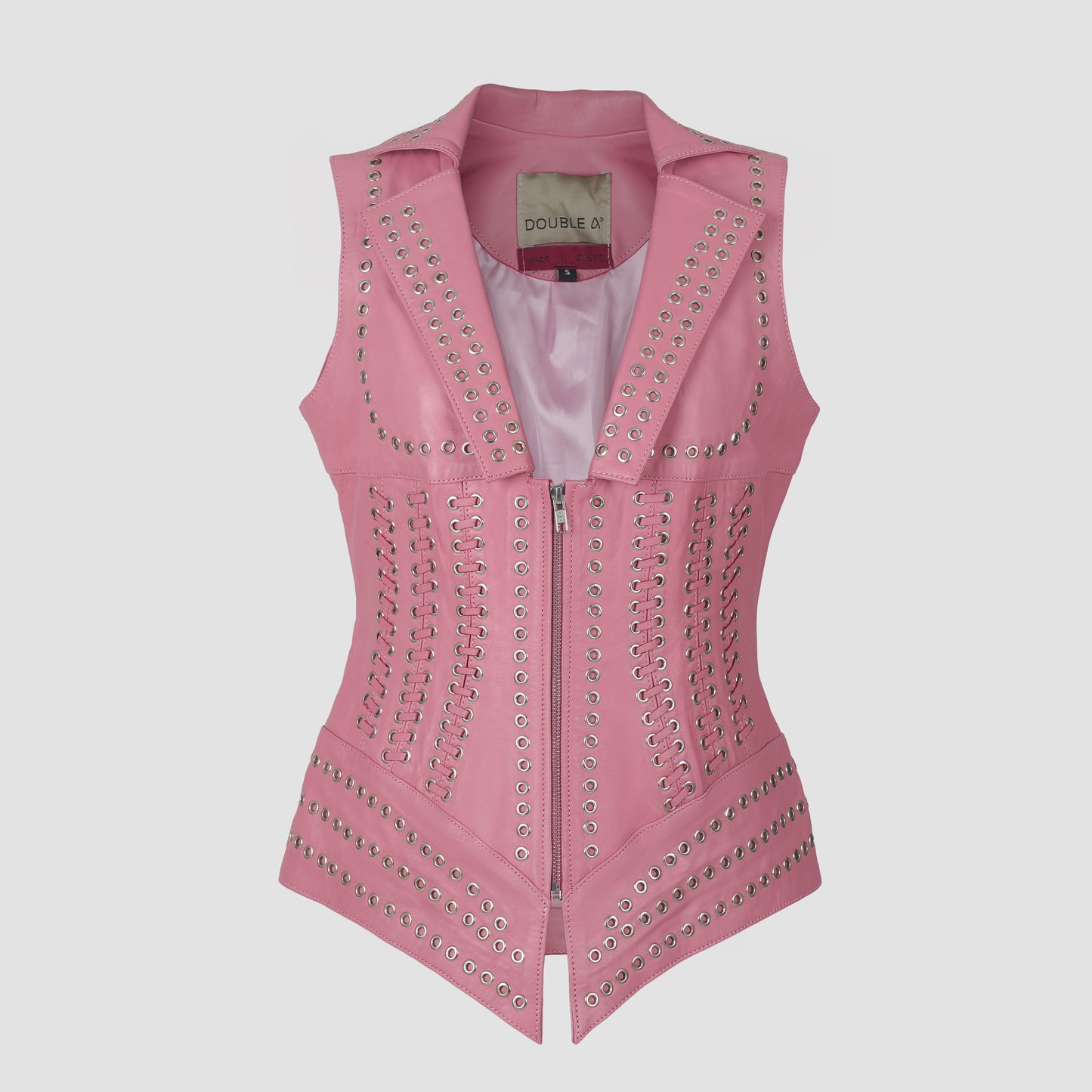 Kayla Leather Vest Blush Pink