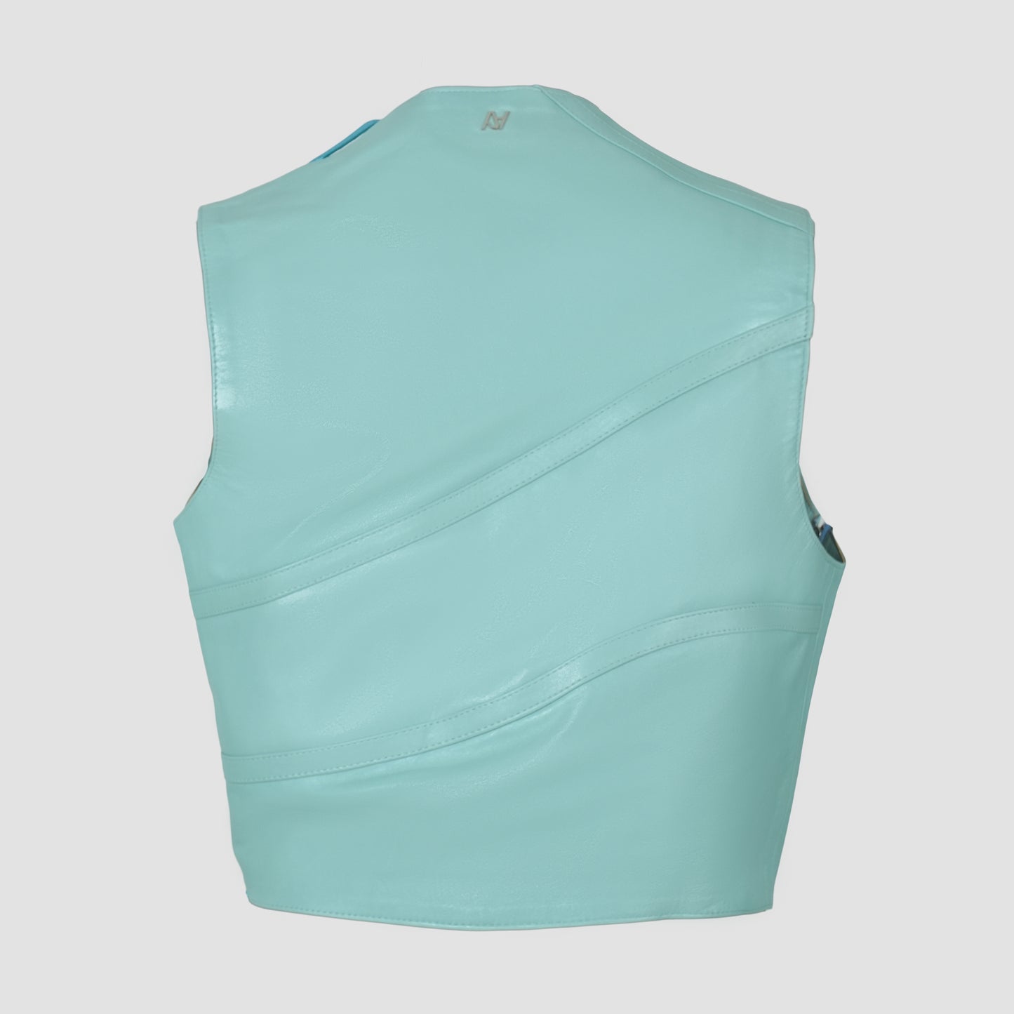 Mason Leather Vest Electric Baby Blue