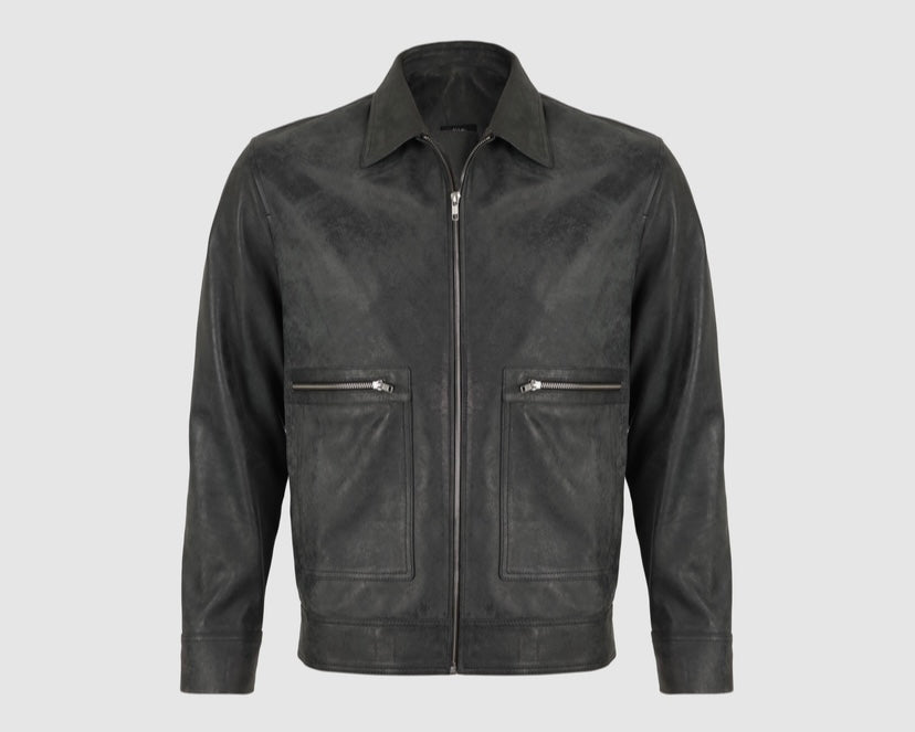 Logan Leather Jacket Washed grey