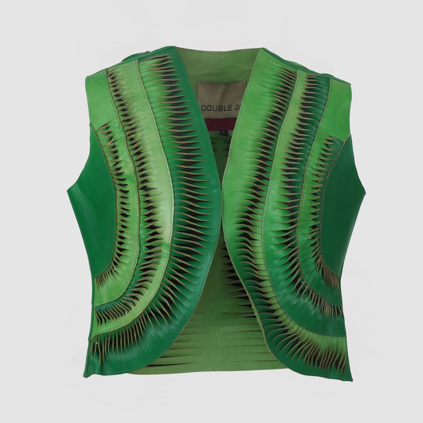 Kiara Leather Vest Green Ombre