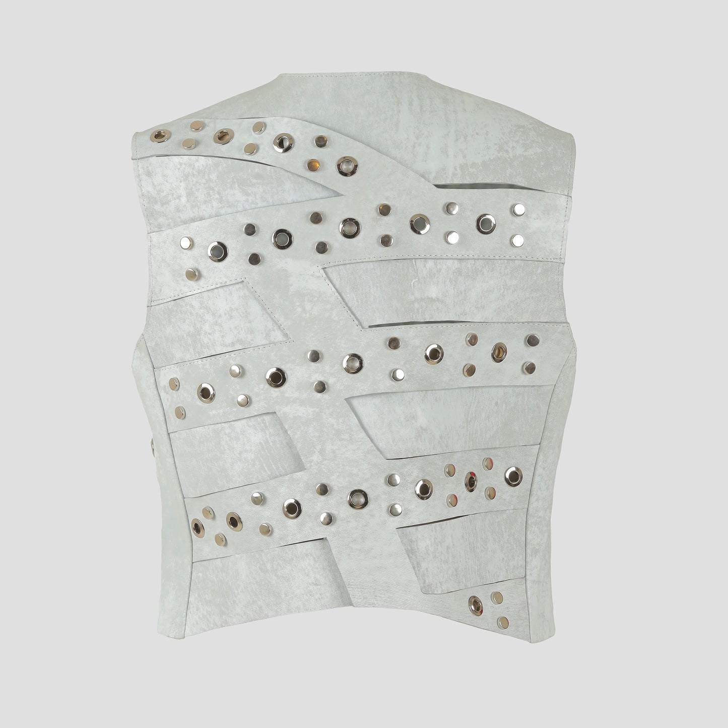 Aiden Studded Leather Vest Washed White