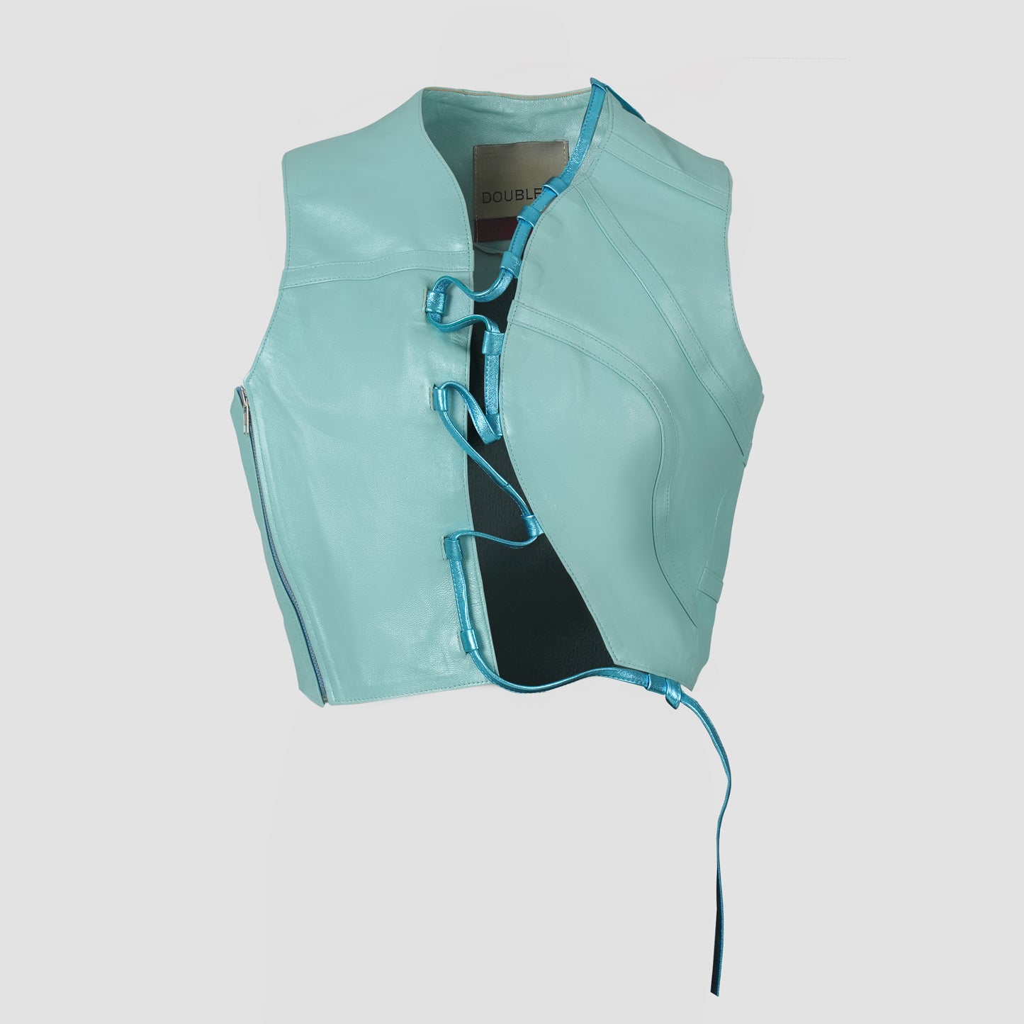 Mason Leather Vest Electric Baby Blue