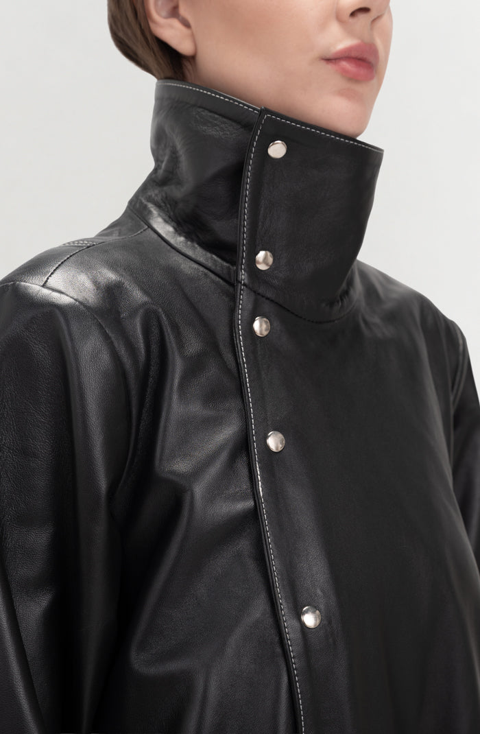 Kevin Leather Coat Black