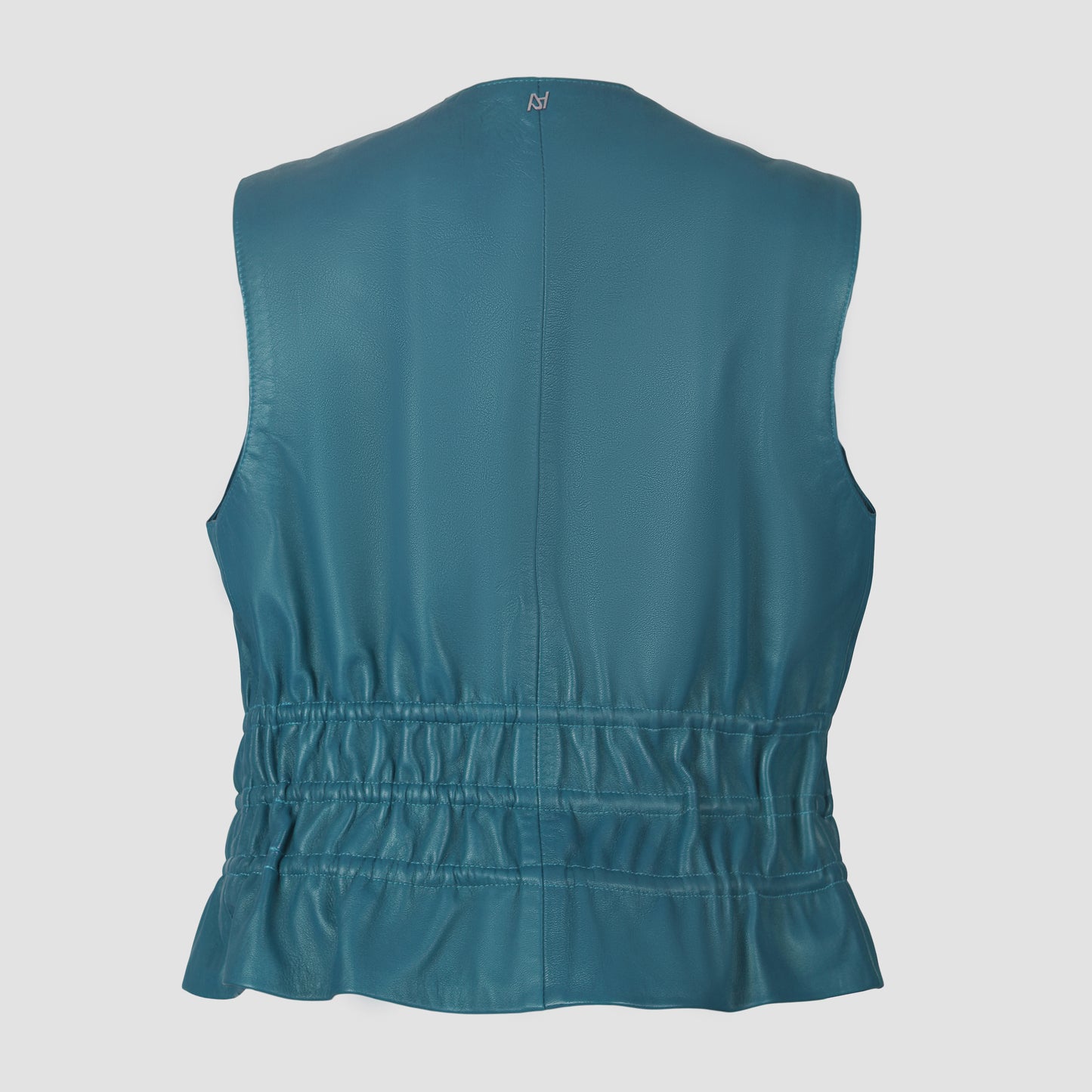 Tyler Leather Vest Cerlean Blue