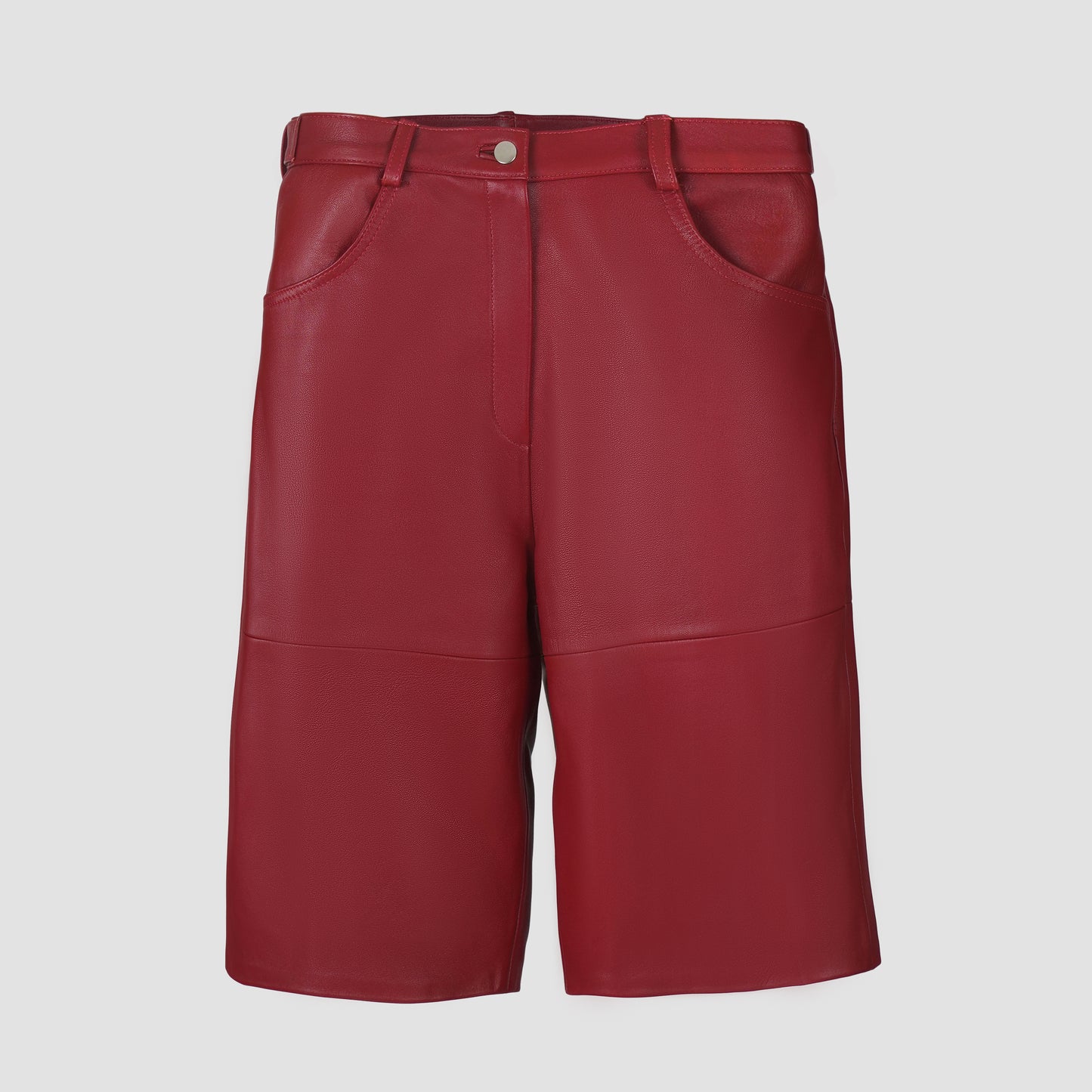 Callie Leather Bermuda Shorts Red