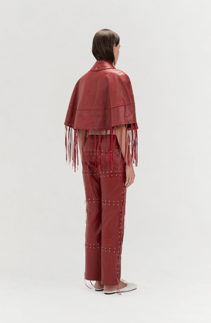 Ella Leather Cape Red