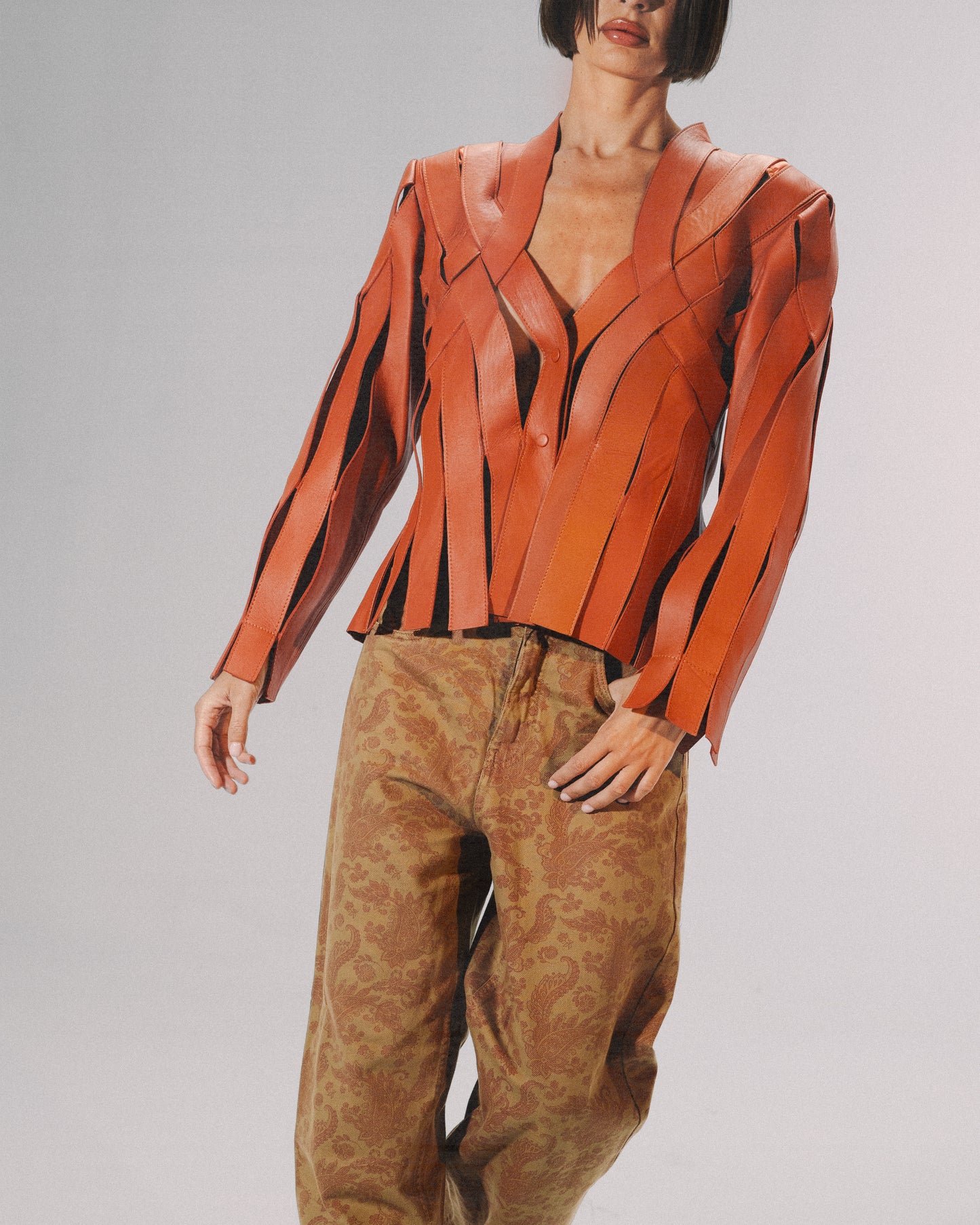 Brianna Leather Jacket Orange