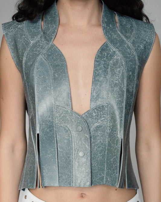 Brianna II Leather Vest Grey