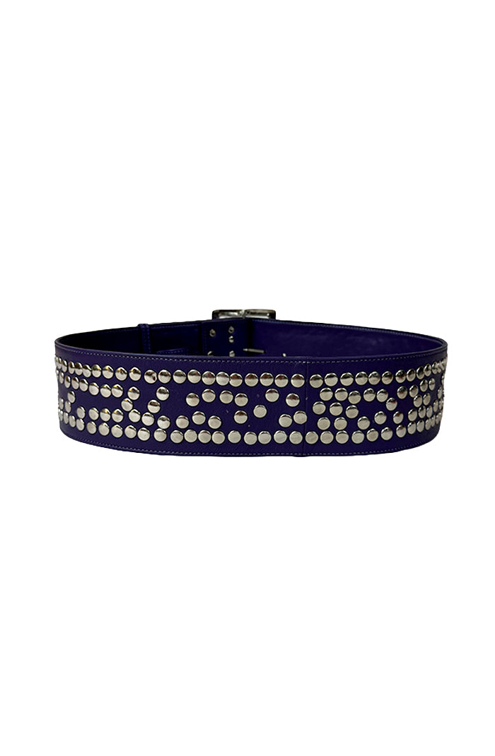 Esther Studded Leather Belt Plum Purple