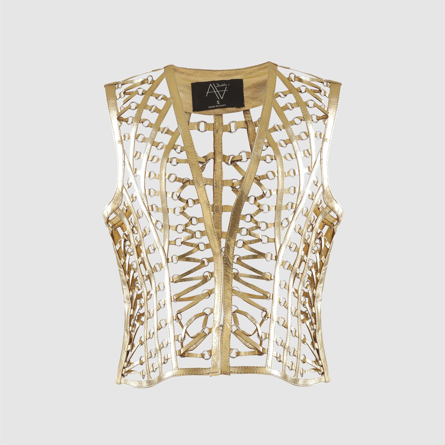 Phoneix Leather Vest Gold