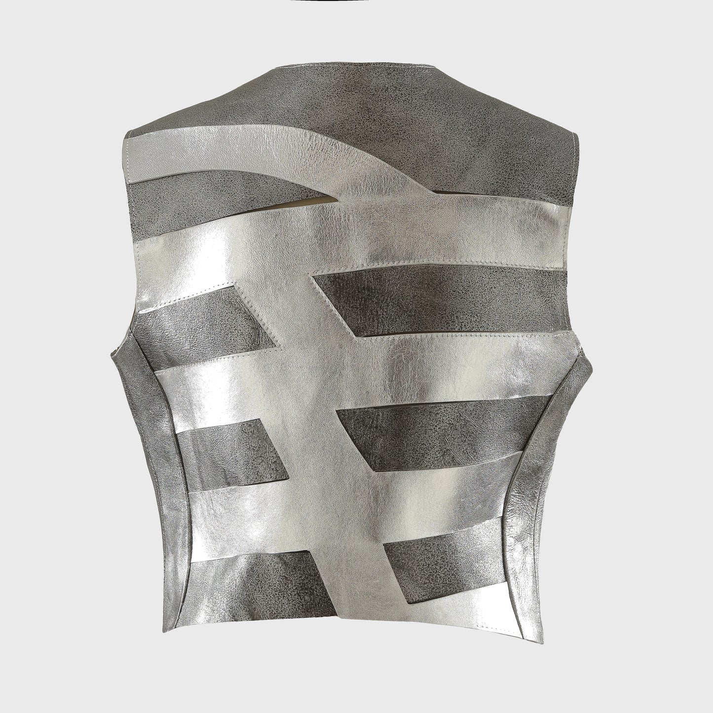 Aiden Leather Vest Washed Silver