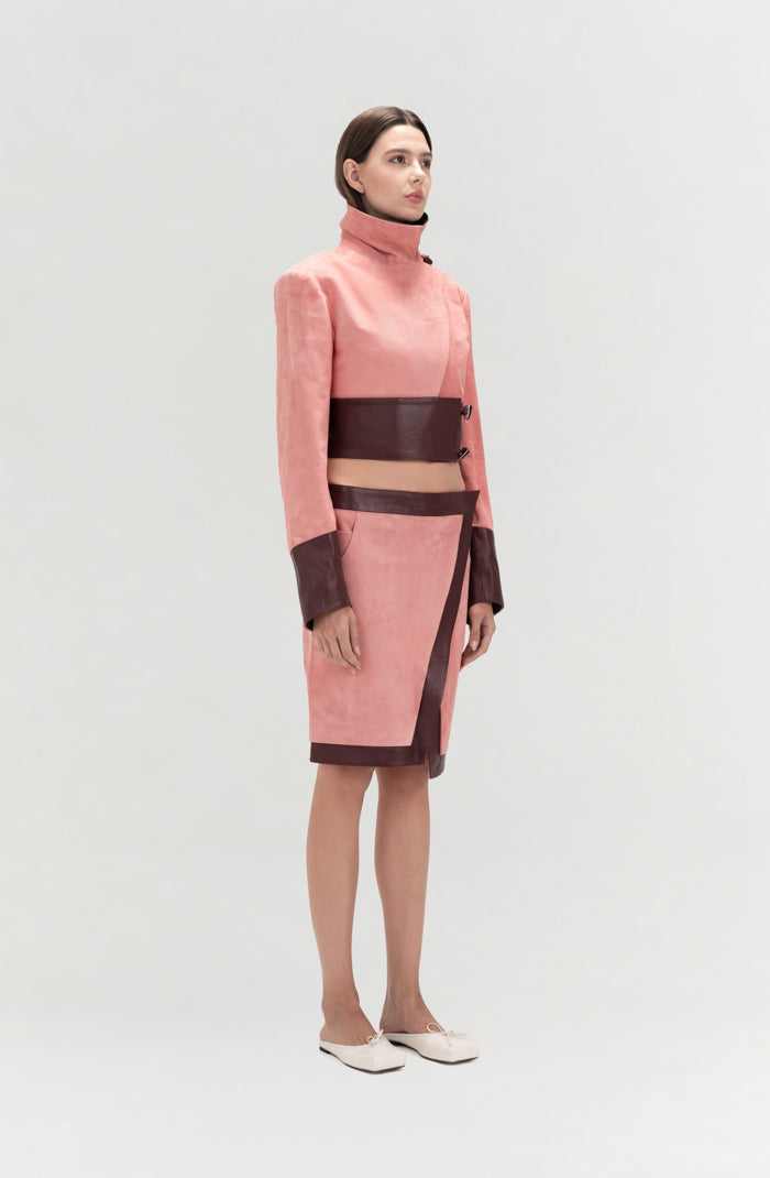 Aspen Suede Skirt Pink x Burgundy