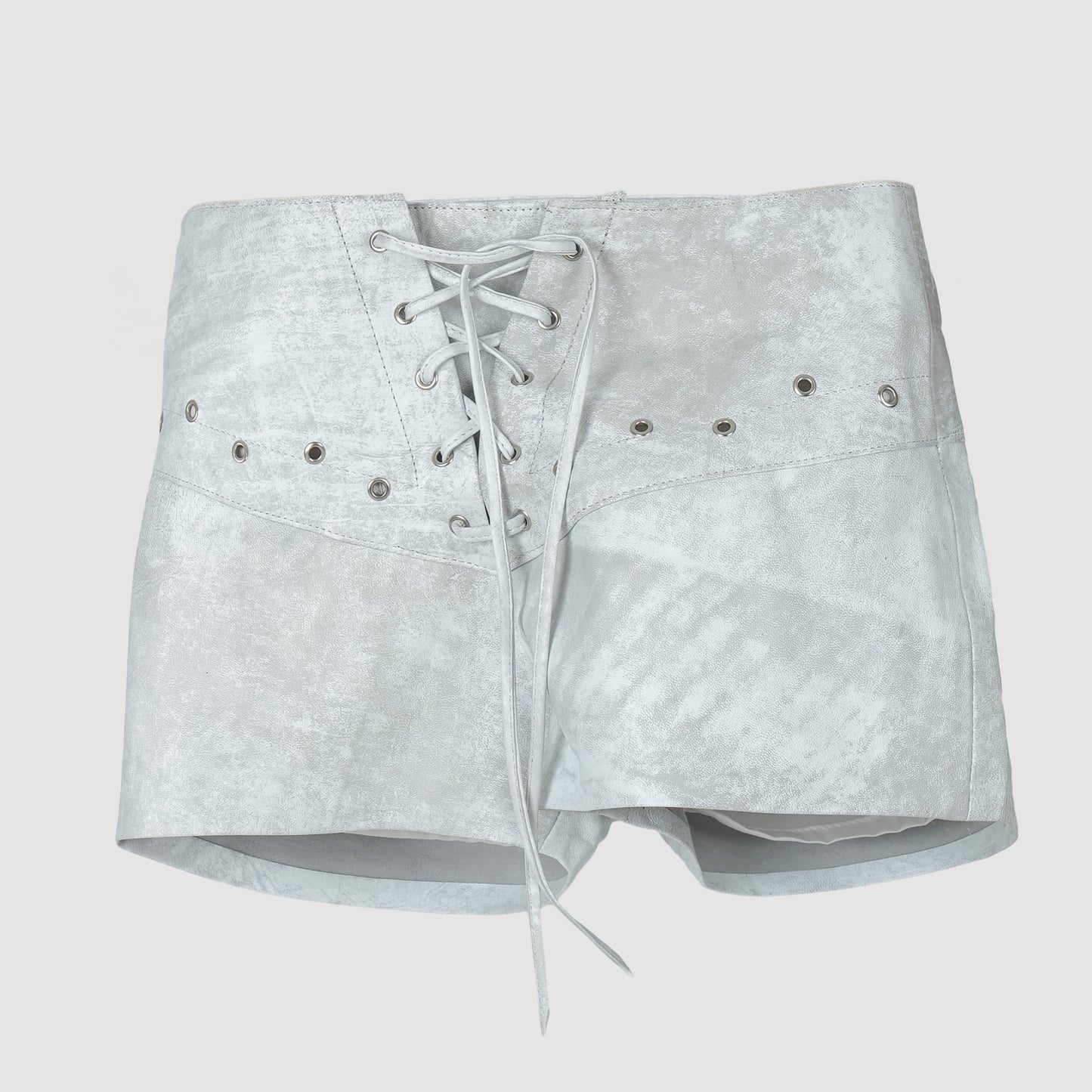Jason Leather Shorts Washed White