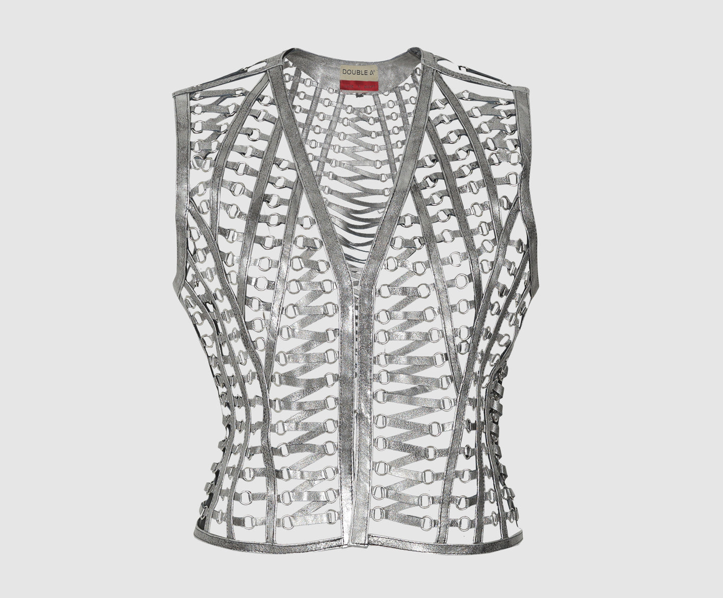Phoneix Leather Vest Washed Silver