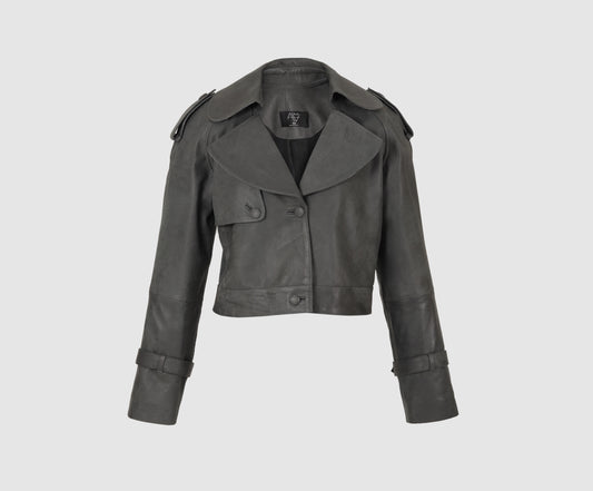 Audax Leather Jacket Washed Grey