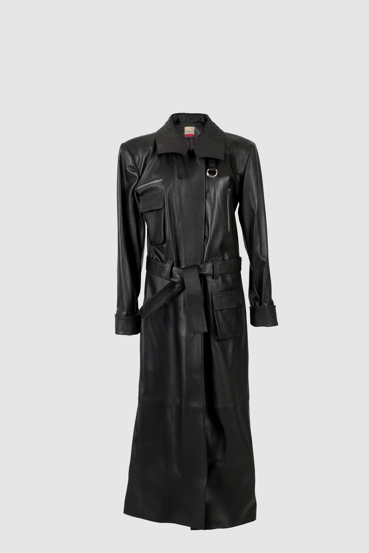 Austin Leather Coat Ostrish Black - Limited Edition