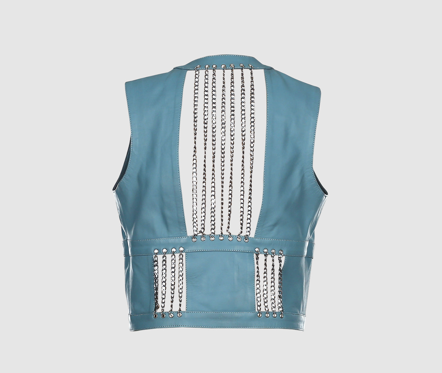 Aria Leather Vest Cerulean Blue