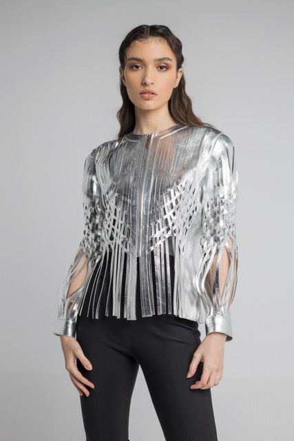 Attalea Leather Jacket Silver