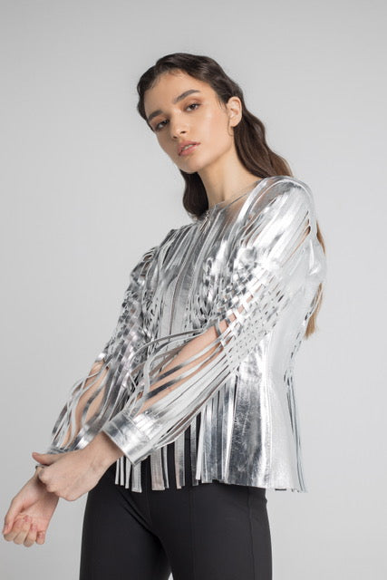 Attalea Leather Jacket Silver
