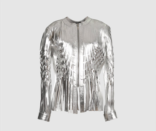 Attalea Leather Jacket Silver