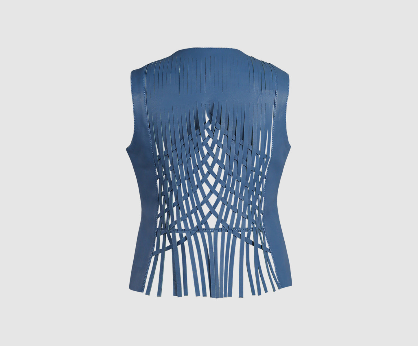 Attalea Leather Vest Navy Blue