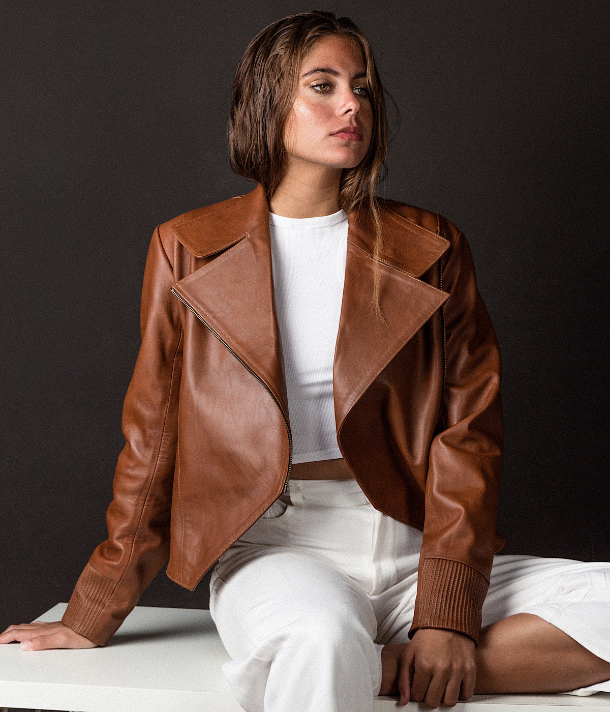 Ausborn Leather Jacket Camel