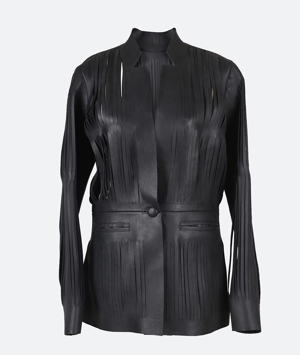 Ayla Leather Blazer Black