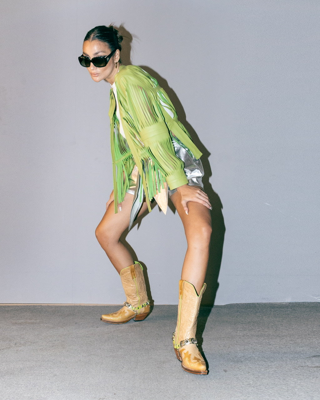 Ayla Leather Jacket Lime Green