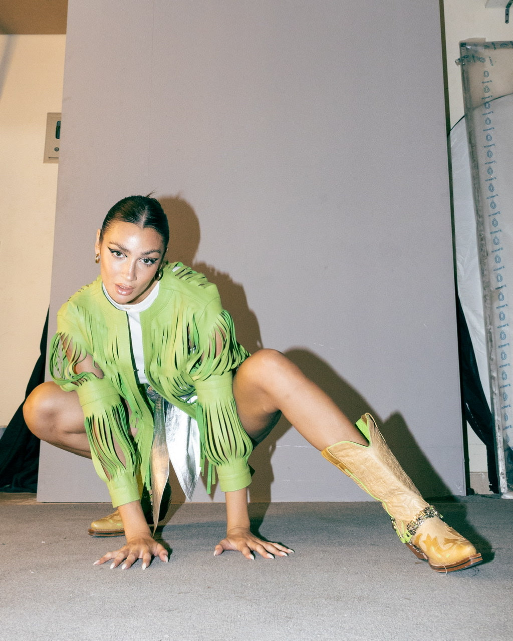 Ayla Leather Jacket Lime Green