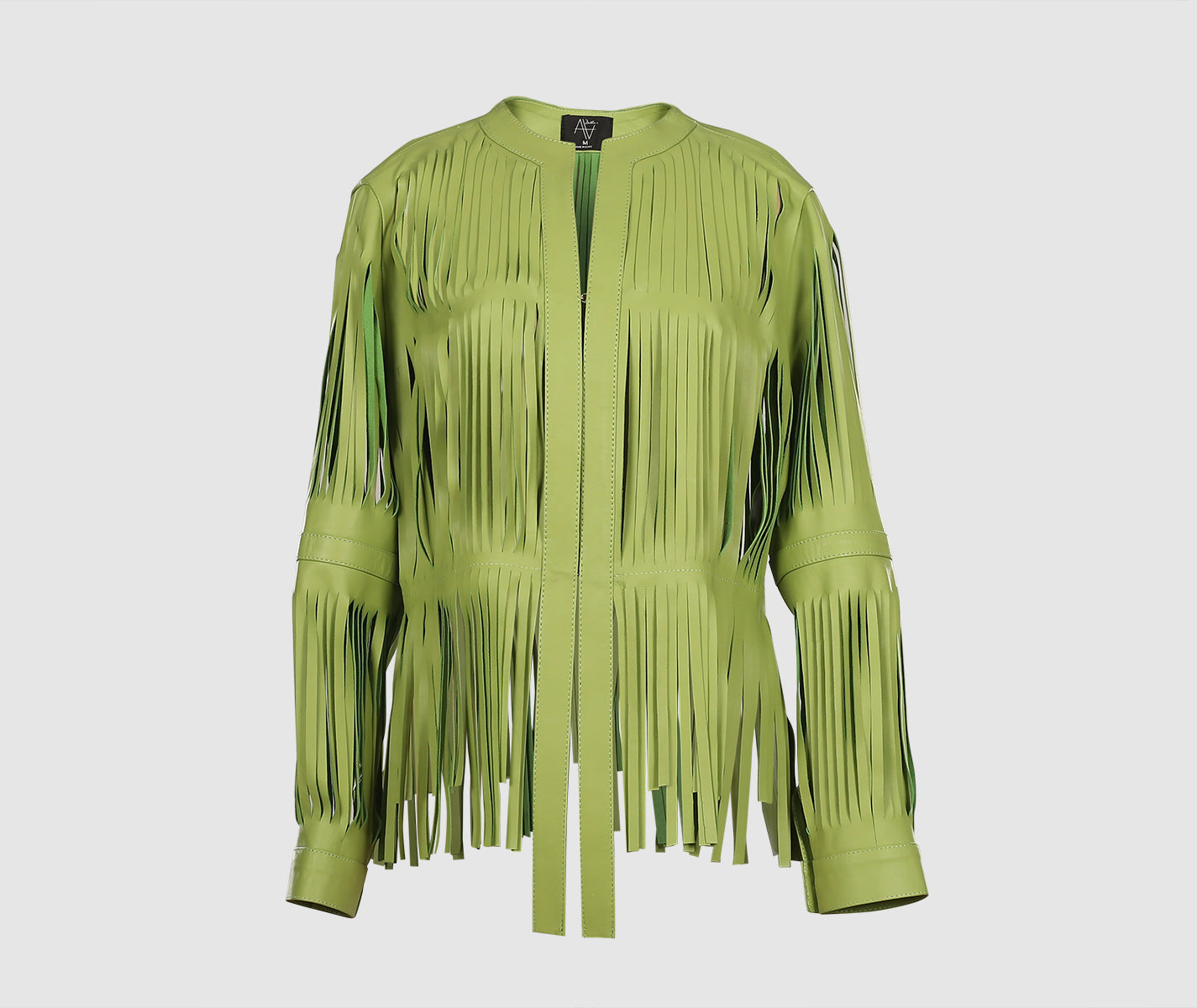 Ayla Leather Jacket Lime Green