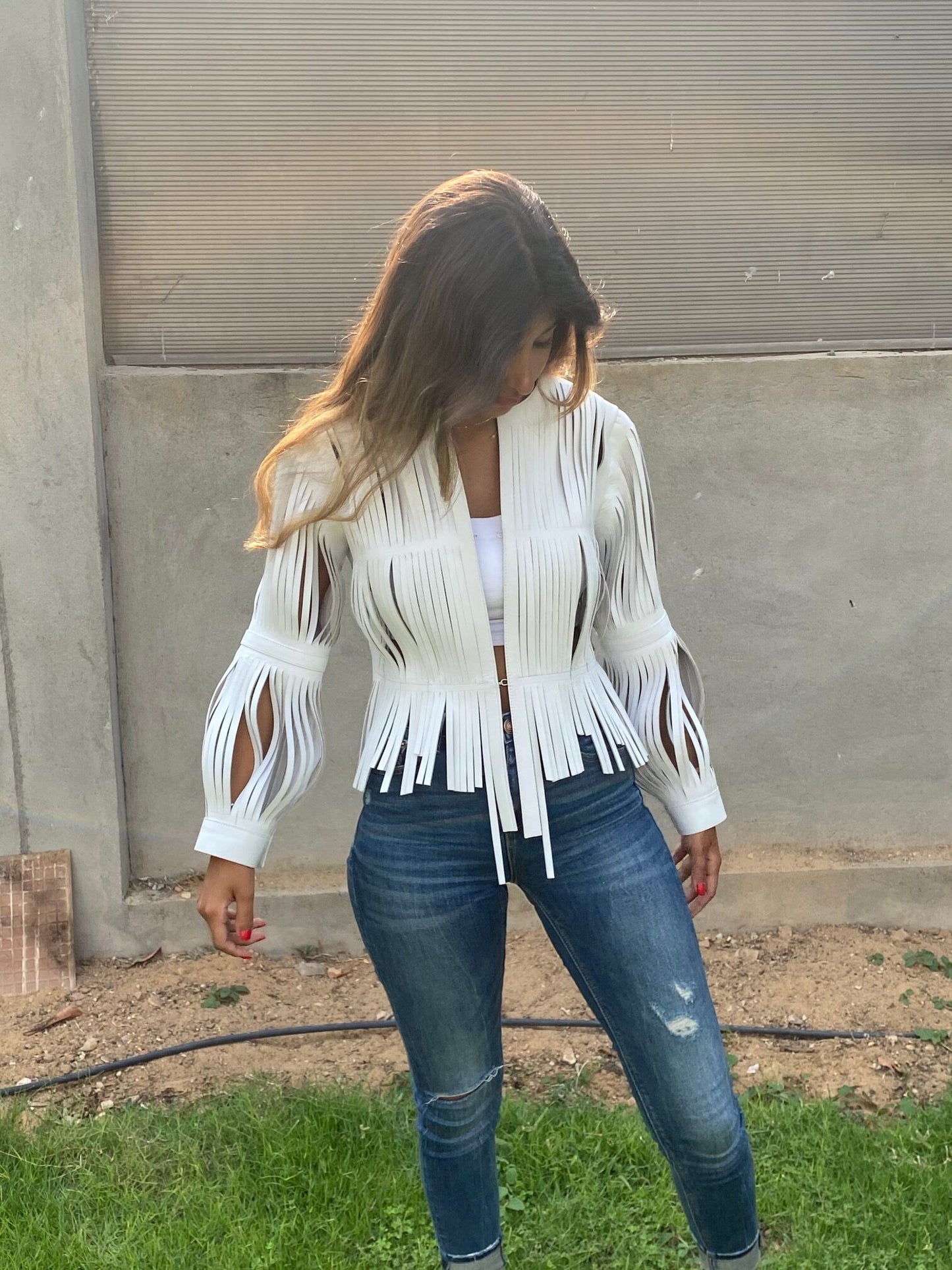 Ayla Leather Jacket White