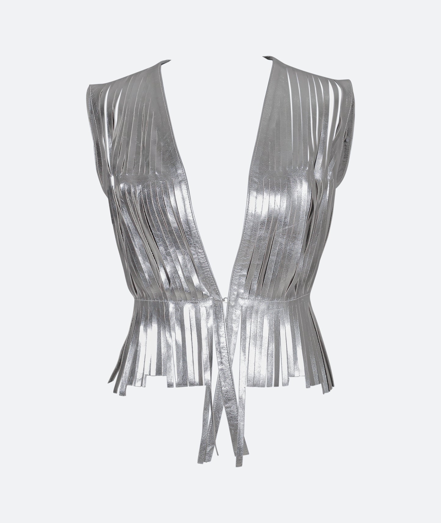 Ayla Leather Vest Silver
