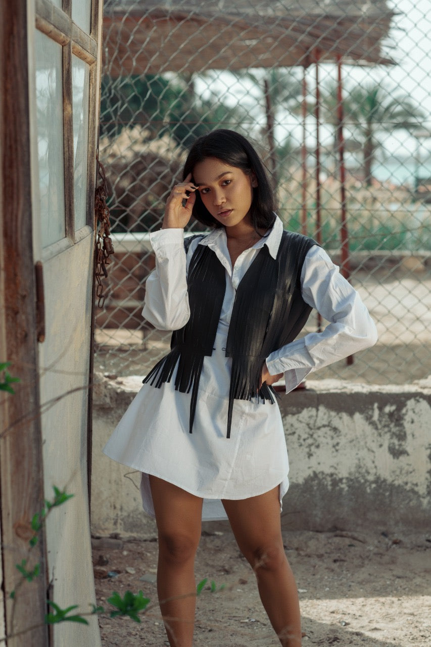 Ayla Leather Vest Black