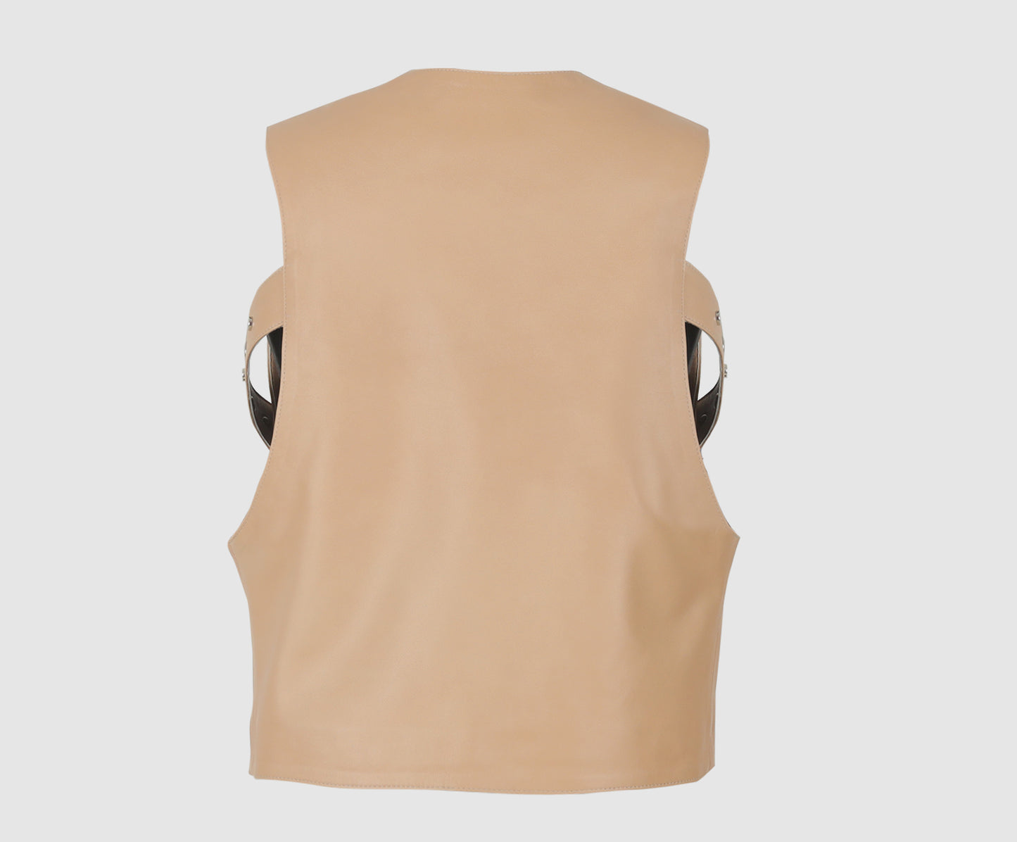 Quinn Leather Vest Nude Beige