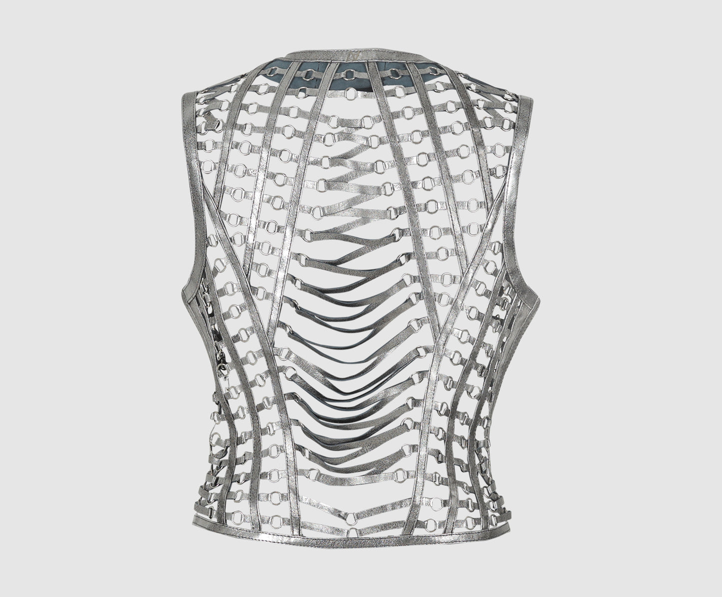Phoneix Leather Vest Washed Silver