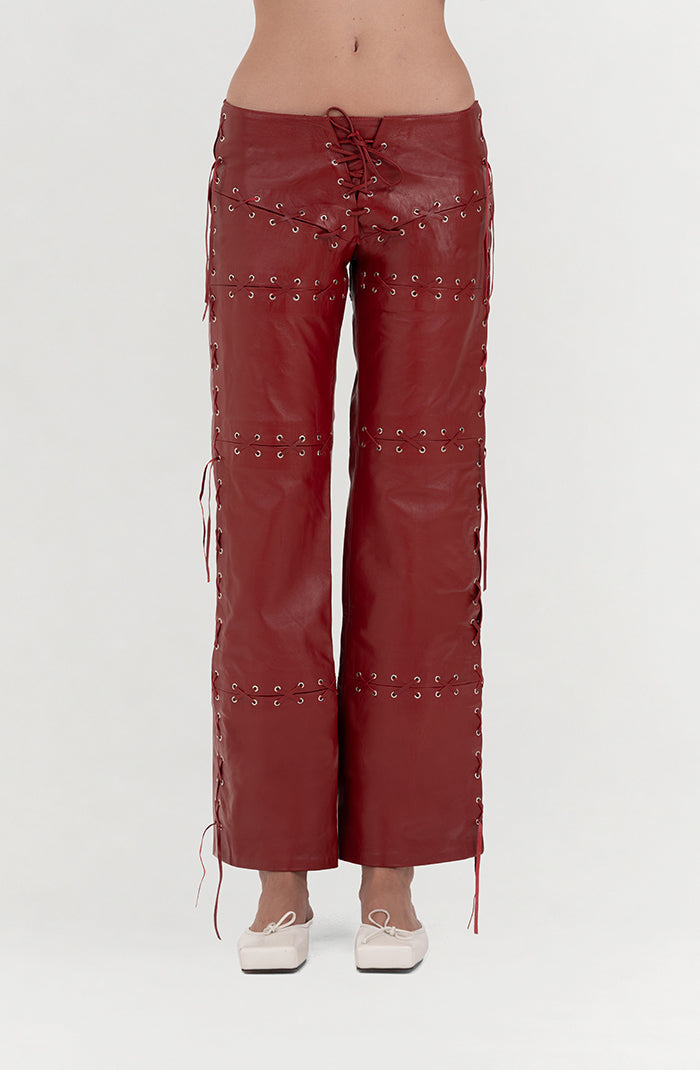 Phoebe Leather Pants Red