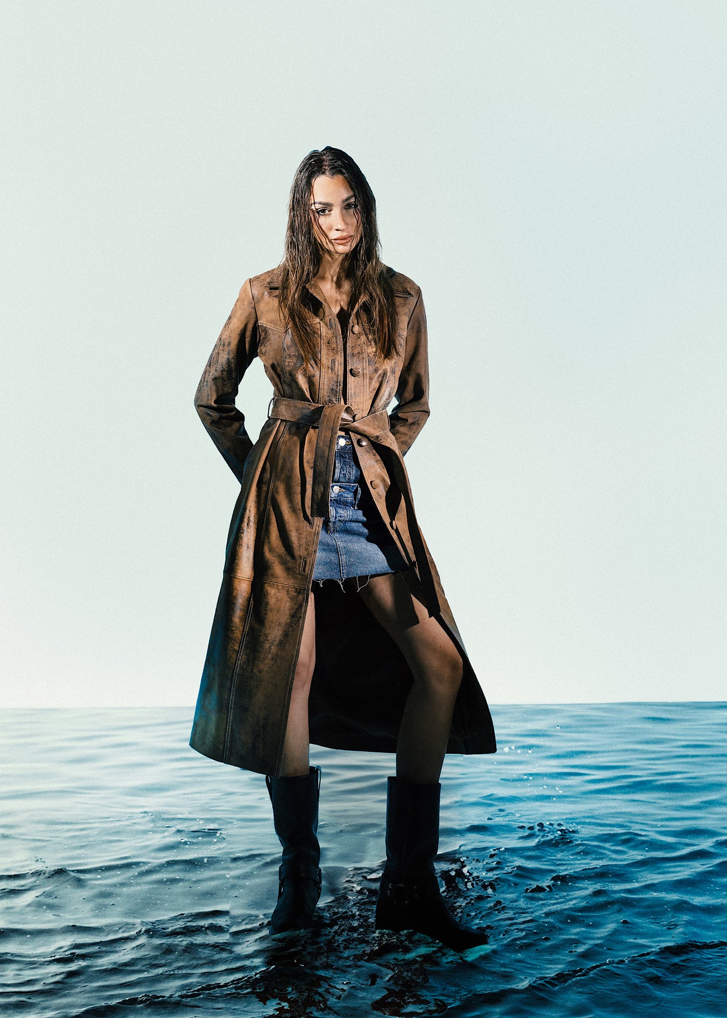 Zinnia Leather Coat Washed Brown